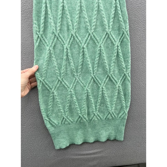 Fashion Nova Sweater Dress Sz XL Mint Green Cable Knit Long Sleeve Midi - Picture 4 of 12